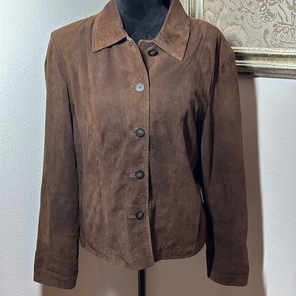 Harold's Jackets & Blazers - Harold’s brown suede buttoned down coat jacket sz L
